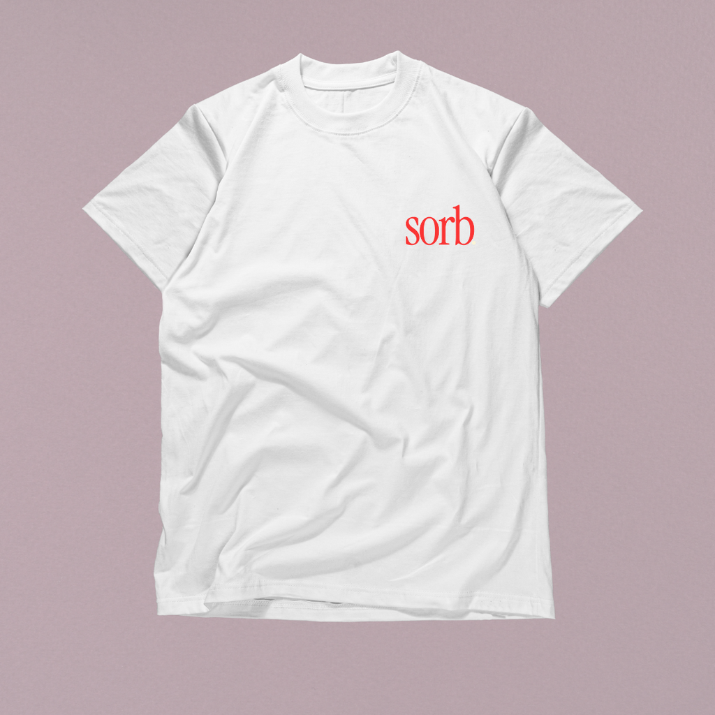 Short Sleeved white sorb "Absorb it in" tee