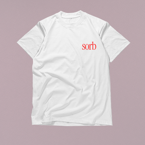 Short Sleeved white sorb "Absorb it in" tee