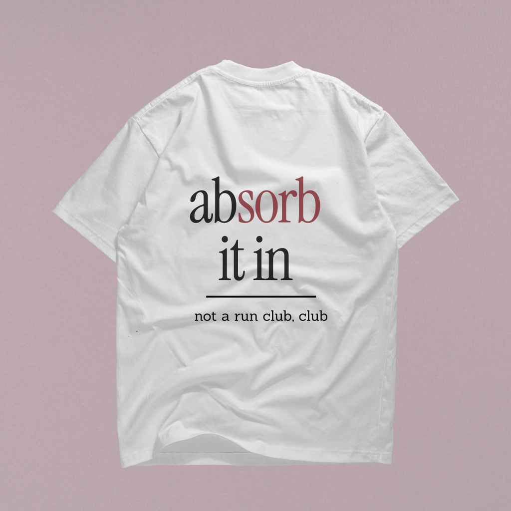 Short Sleeved white sorb "Absorb it in" tee