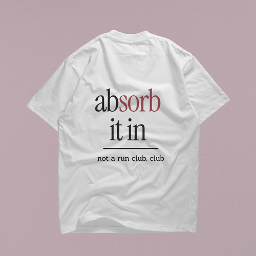 Short Sleeved white sorb "Absorb it in" tee